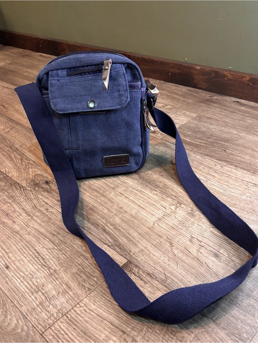 Harwish Navy Blue Canvas Crossbody Purse